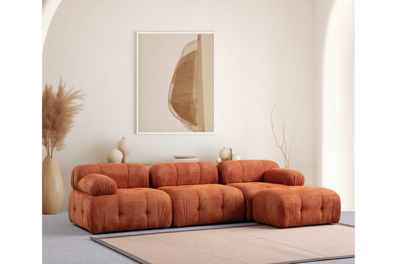 Belgin Sofa med Sjeselong 3-seter, Oransje