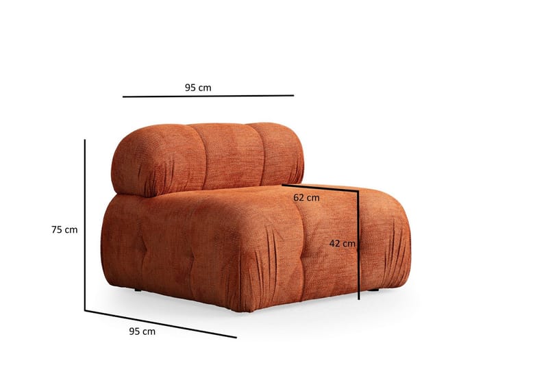 Belgin Sofa med Sjeselong 3-seter - Oransje - Møbler - Sofaer - Modulsofaer - Komplett modulsofa