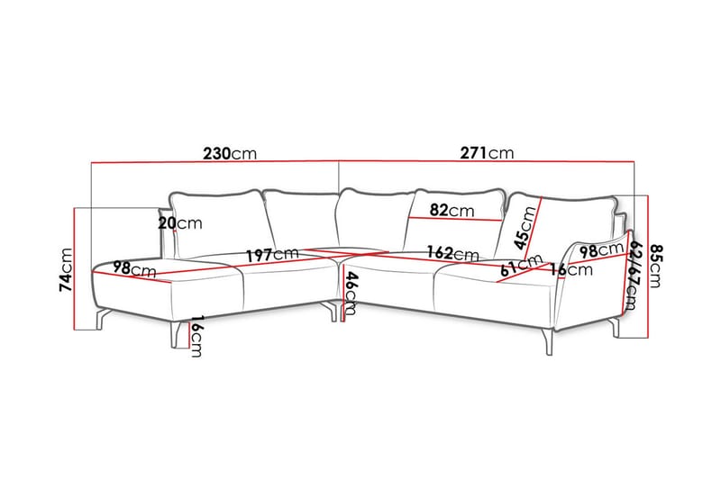 Bella 3-seters hjørnesofa - Beige - Møbler - Sofaer - Sofa med sjeselong