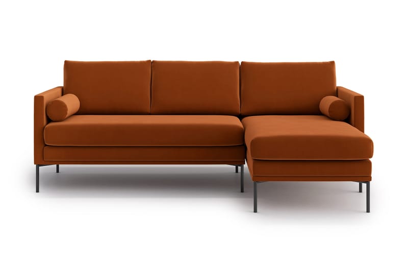 Blues 3-seter Divansofa - Fløye/Oransje/Brun - Sofa med sjeselong - 3 seters sofa med divan