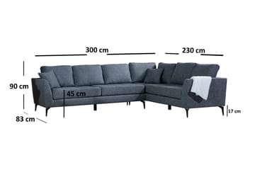 Bouchelle Hjørnesofa med Divan Høyre - Grå - Møbler - Sofaer - Sofa med sjeselong
