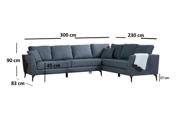Bouchelle Hjørnesofa med Divan Høyre - Grå - Møbler - Sofaer - Hjørnesofa