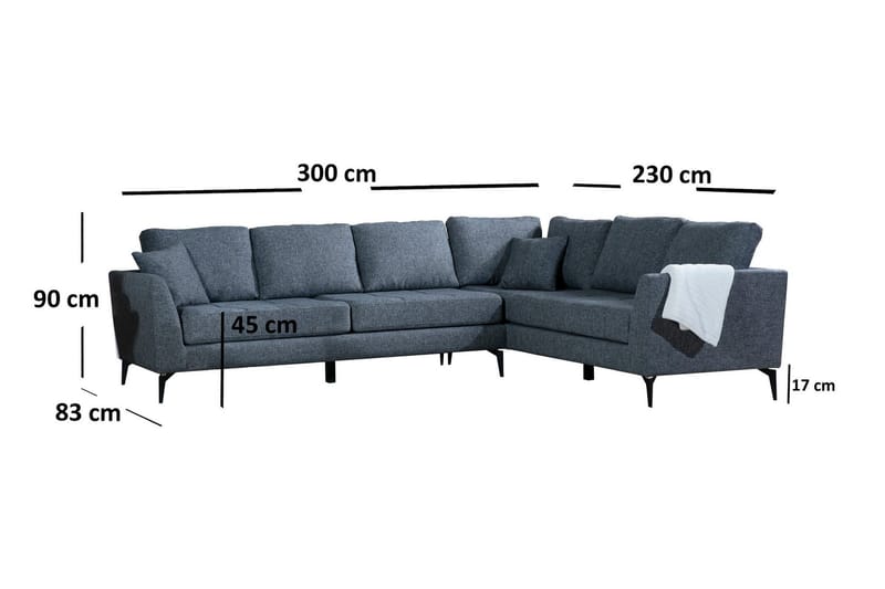 Bouchelle Hjørnesofa med Divan Høyre - Grå - Møbler - Sofaer - Sofa med sjeselong