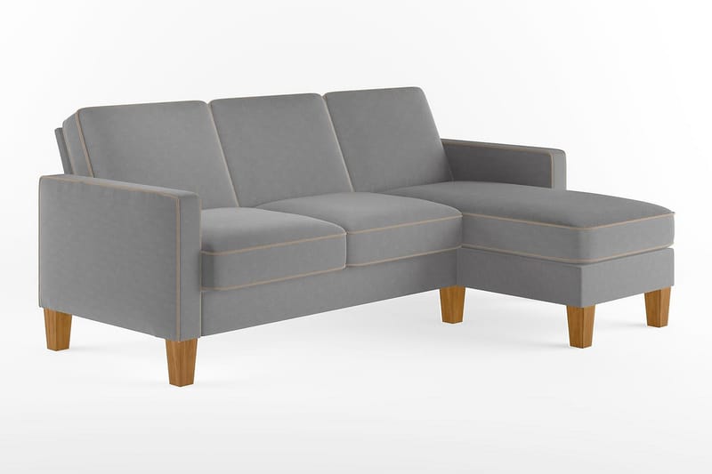 Bowen Divansofa Grå - 3 seters sofa med divan - Sofa med sjeselong