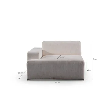 Branorin 4-seters sofa med Sjeselong - Hvit - Møbler - Sofaer - Sofa med sjeselong