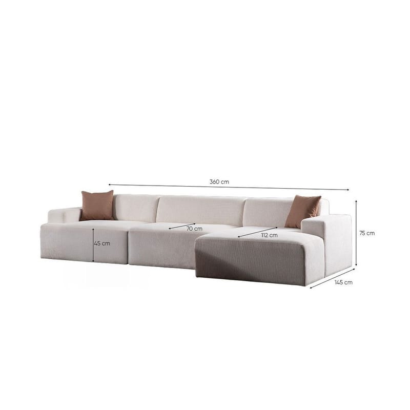Branorin 4-seters sofa med Sjeselong - Hvit - Møbler - Sofaer - Sofa med sjeselong