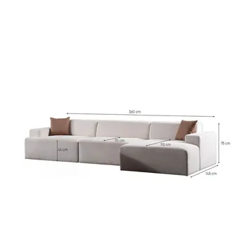Branorin 4-seters sofa med Sjeselong - Hvit - Møbler - Sofaer - Sofa med sjeselong