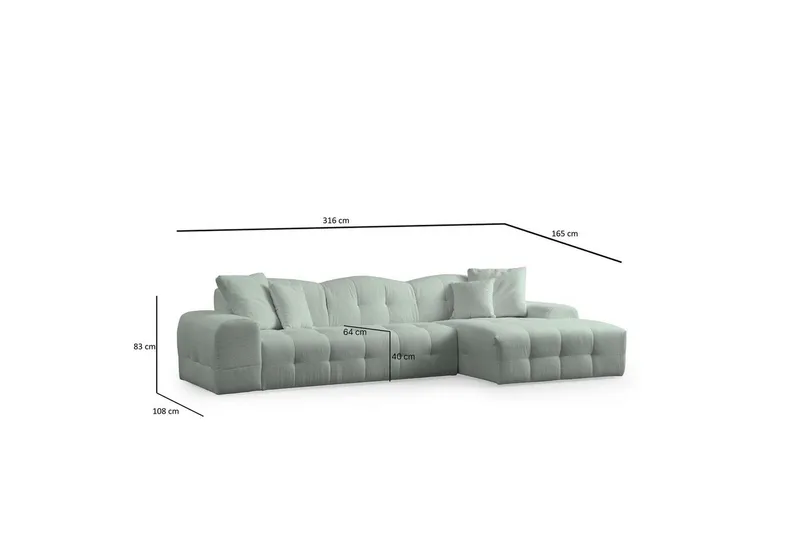 Buddy Sofa med Divan 4-seter - Grønn - Møbler - Sofaer - Sofa med sjeselong