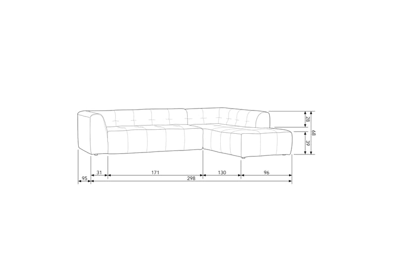 Buksekrok 4-seters Sofa Høyre - Sand - Møbler - Sofaer - Sofa med sjeselong