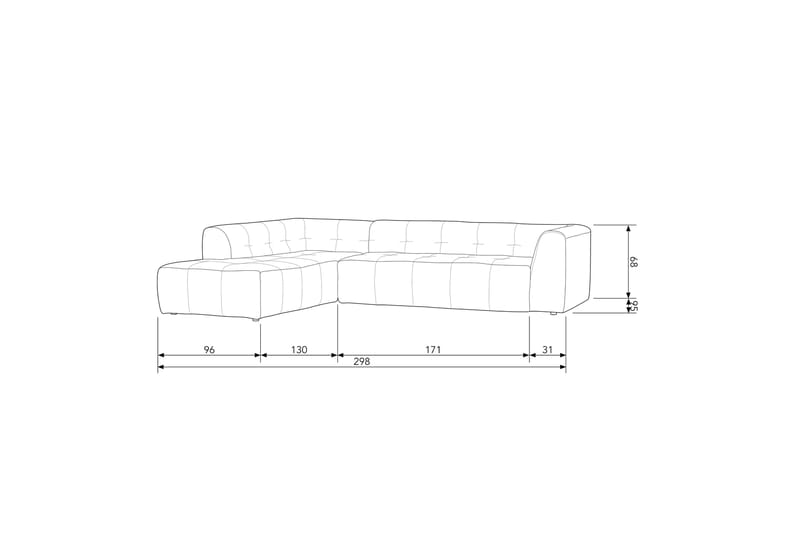 Byxelkroken 4-seters Sofa Venstre - Sand - Sofa med sjeselong - 4 seters sofa med divan