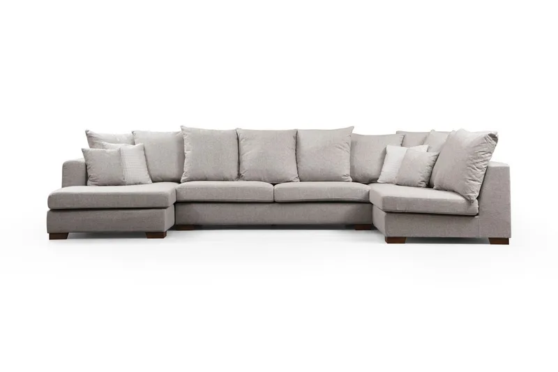 Castelloli 4-seter U-formet Hjørnesofa med Divan og Sjeselong i Stoff - Lysegrå - Møbler - Sofaer - Hjørnesofa - Hjørnesofa med divan