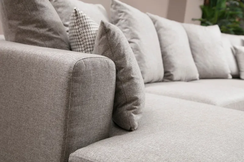 Castelloli 4-seter U-formet Hjørnesofa med Divan og Sjeselong i Stoff - Lysegrå - Møbler - Sofaer - Hjørnesofa - Hjørnesofa med divan