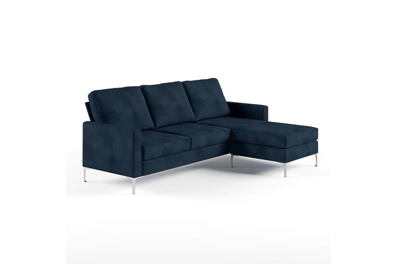 Chapman Divansofa Blå/Fløyel - Sofa med sjeselong - 3 seters sofa med divan