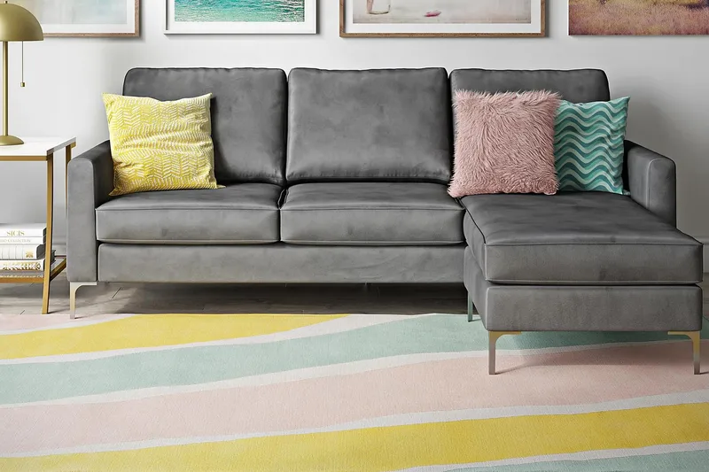 Chapman Divansofa Grå/Fløyel - Møbler - Sofaer - Sofa med sjeselong