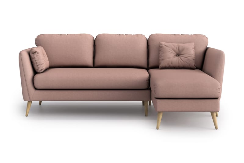 Claravik 3-seter Divansofa - Rosa - Sofa med sjeselong - 3 seters sofa med divan