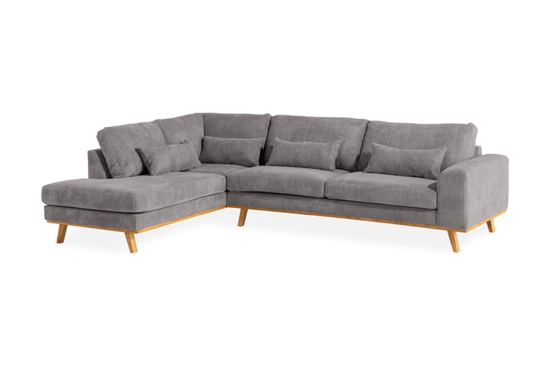 Copenhagen 2,5-seter Sofa Cordfløyel - Grå - Sofa med sjeselong - 4 seters sofa med divan