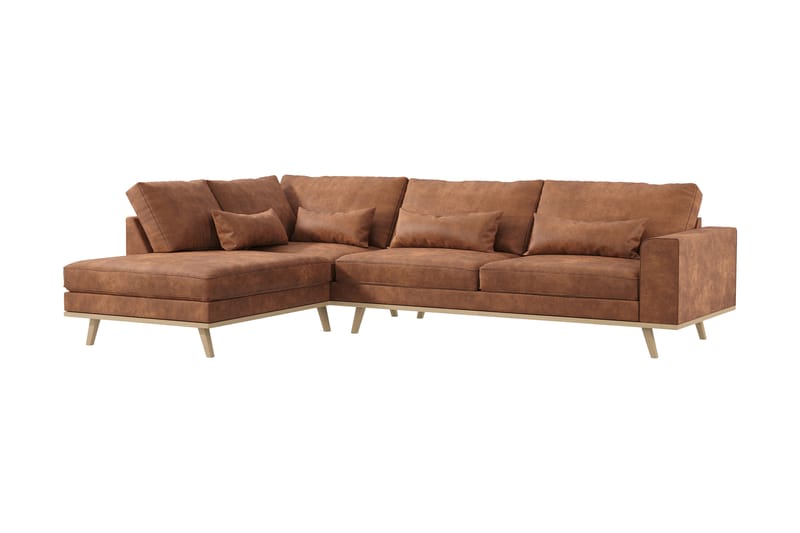 Copenhagen 2,5-seters L-Sofa - Brun - Sofa med sjeselong - 4 seters sofa med divan