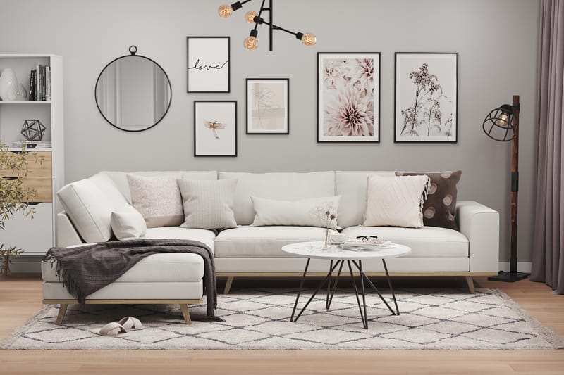 Copenhagen 2,5-seters L-Sofa Lin - Beige - Sofa med sjeselong - 2 seters sofa med divan