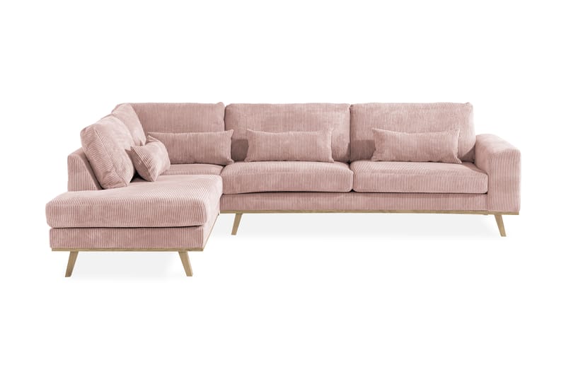 Copenhagen 2,5-seters L-Sofa - Lyserød - Sofa med sjeselong - 4 seters sofa med divan