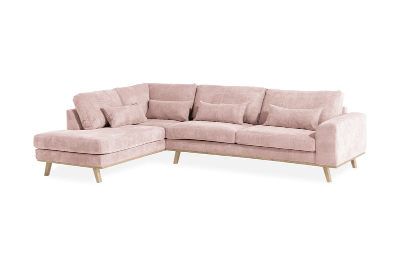 Copenhagen 2,5-seters L-Sofa - Lyserød - Sofa med sjeselong - 4 seters sofa med divan