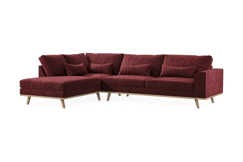 Copenhagen 2,5-seters L-Sofa - Rød - Sofa med sjeselong - 4 seters sofa med divan