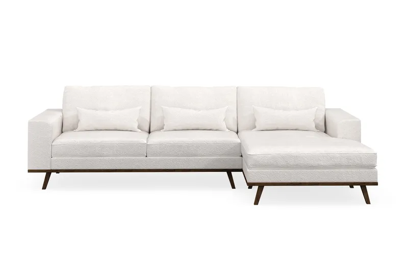 Copenhagen 4-seters H øyrevendt L-formet Divansofa i Bouclé - Hvit - Møbler - Sofaer - Sofa med sjeselong