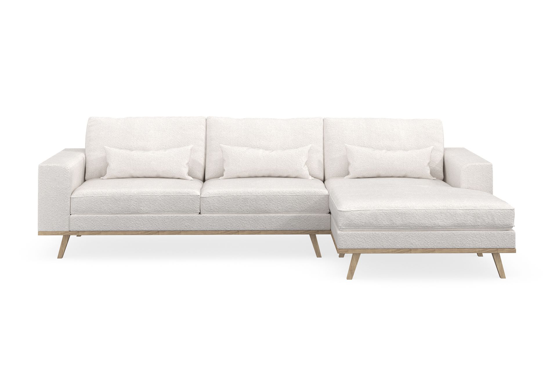 Copenhagen 4-seters Høyrevendt L-formet Divansofa i Bouclé - Hvit - Møbler - Sofaer - Sofa med sjeselong