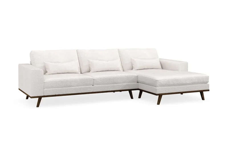Copenhagen 4-seters Høyrevendt L-formet Divansofa i Bouclé - Hvit - Møbler - Sofaer - Sofa med sjeselong