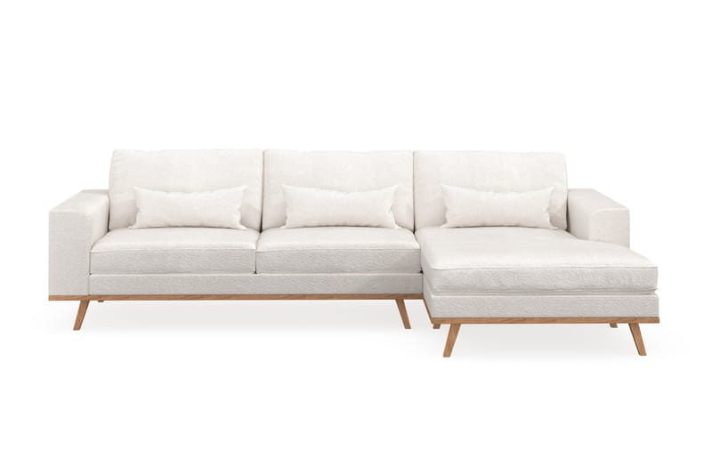 Copenhagen 4-seters Høyrevendt L-formet Divansofa i Bouclé - Hvit - Møbler - Sofaer - Sofa med sjeselong