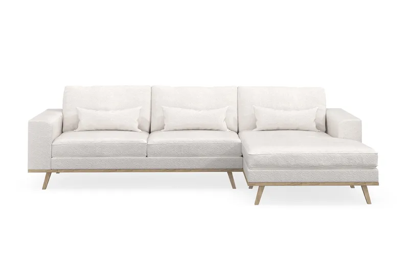 Copenhagen 4-seters Høyrevendt L-formet Divansofa i Bouclé - Hvit - Møbler - Sofaer - Sofa med sjeselong