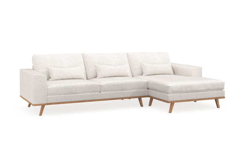 Copenhagen 4-seters Høyrevendt L-formet Divansofa i Bouclé - Hvit - Møbler - Sofaer - Sofa med sjeselong