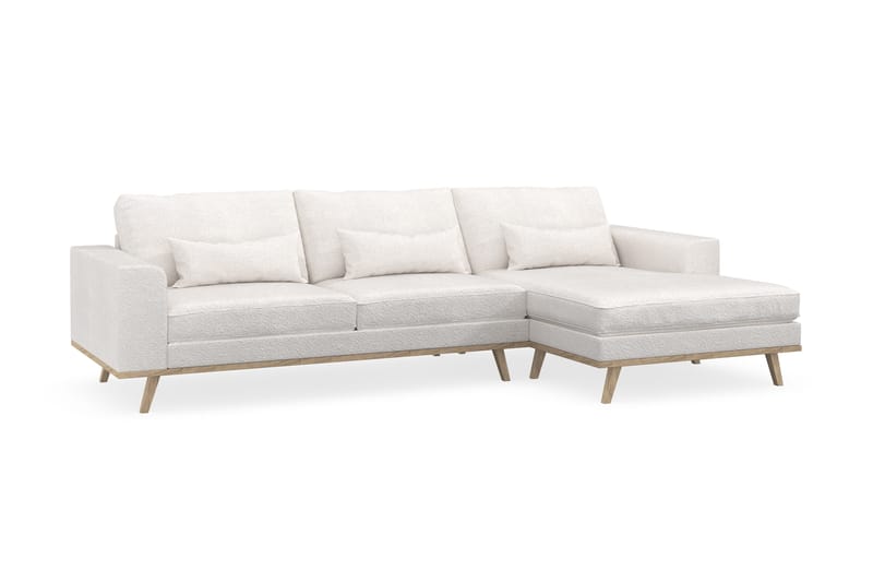 Copenhagen 4-seters Høyrevendt L-formet Divansofa i Bouclé - Hvit - Møbler - Sofaer - Sofa med sjeselong
