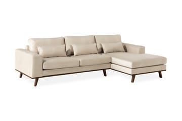 Copenhagen 4-seters Høyrevendt L-formet Divansofa i Fløyel - Beige - Møbler - Sofaer - Sofa med sjeselong