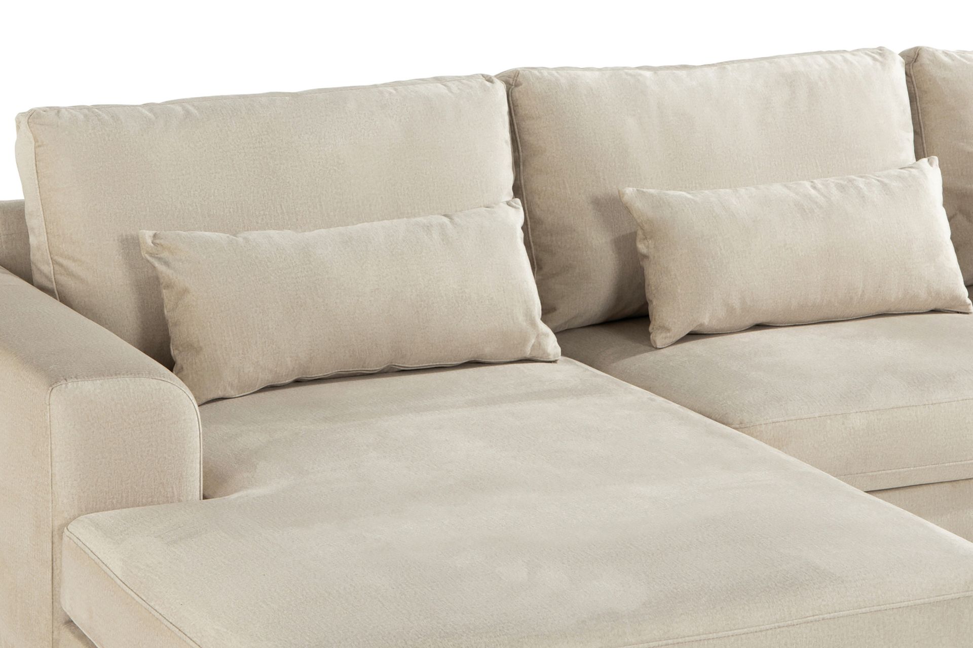 Copenhagen 4-seters Høyrevendt L-formet Divansofa i Fløyel - Beige - Møbler - Sofaer - Sofa med sjeselong
