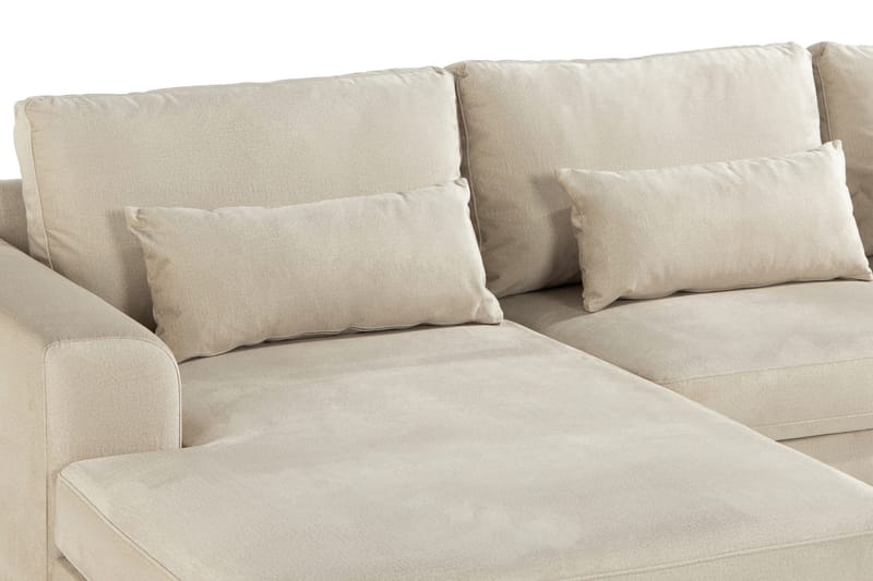 Copenhagen 4-seters Høyrevendt L-formet Divansofa i Fløyel - Beige - Møbler - Sofaer - Sofa med sjeselong
