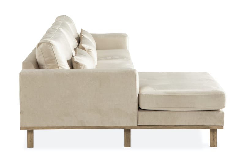 Copenhagen 4-seters Høyrevendt L-formet Divansofa i Fløyel - Beige - Møbler - Sofaer - Sofa med sjeselong