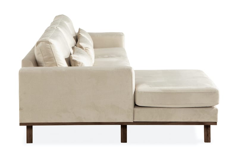 Copenhagen 4-seters Høyrevendt L-formet Divansofa i Fløyel - Beige - Møbler - Sofaer - Sofa med sjeselong