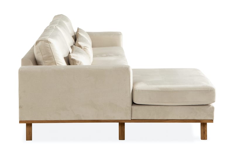 Copenhagen 4-seters Høyrevendt L-formet Divansofa i Fløyel - Beige - Møbler - Sofaer - Sofa med sjeselong