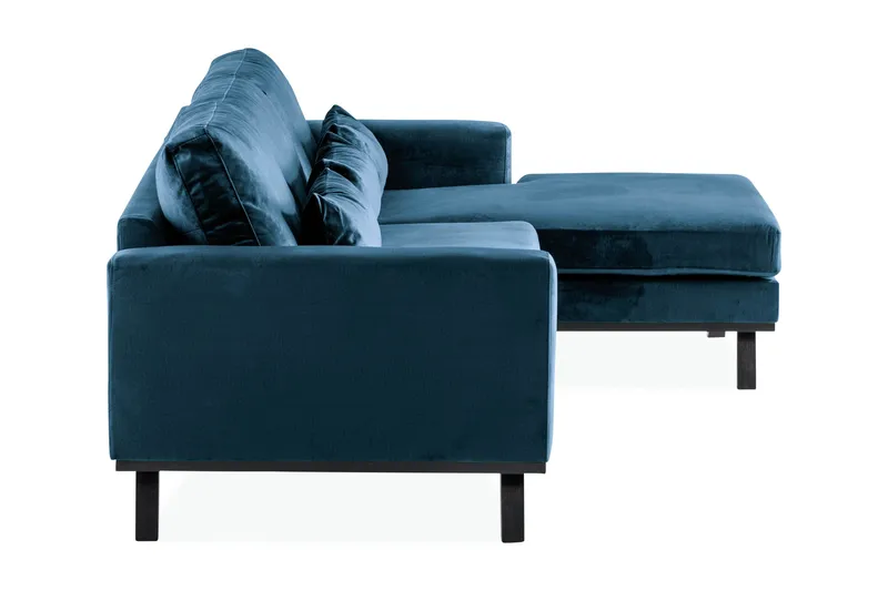 Copenhagen 4-seters Høyrevendt L-formet Divansofa i Fløyel - Blå - Møbler - Sofaer - Sofa med sjeselong