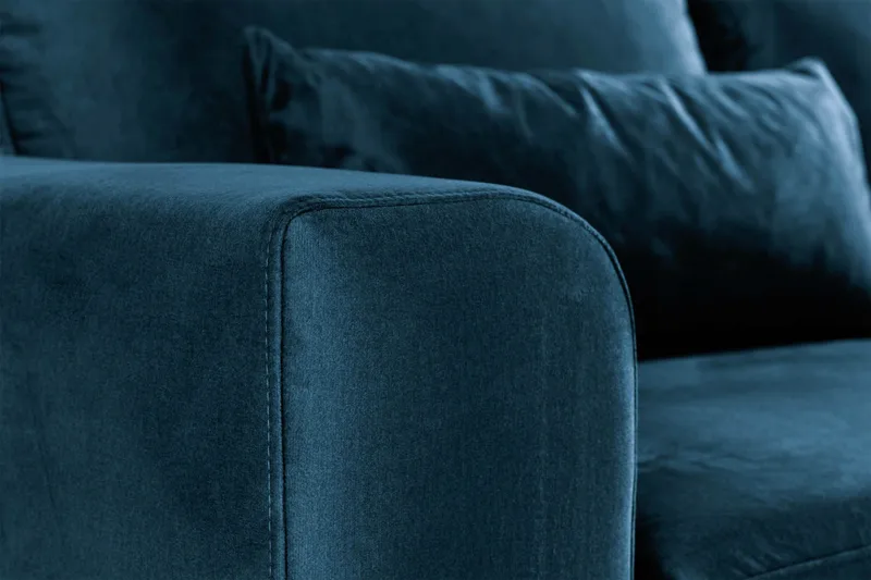 Copenhagen 4-seters Høyrevendt L-formet Divansofa i Fløyel - Blå - Møbler - Sofaer - Sofa med sjeselong