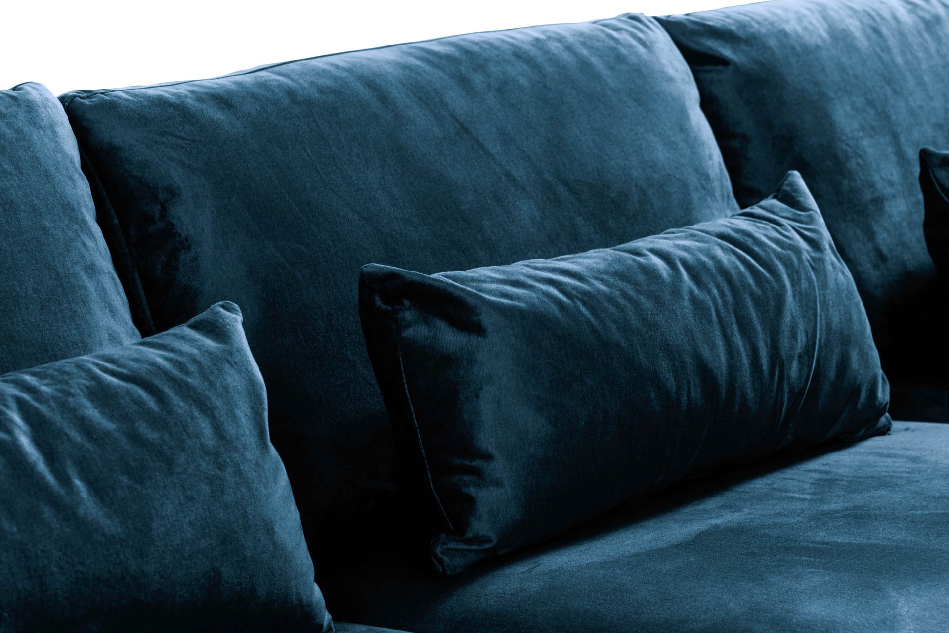 Copenhagen 4-seters Høyrevendt L-formet Divansofa i Fløyel - Blå - Møbler - Sofaer - Sofa med sjeselong