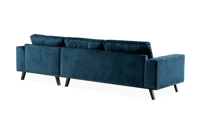 Copenhagen 4-seters Høyrevendt L-formet Divansofa i Fløyel - Blå - Møbler - Sofaer - Sofa med sjeselong