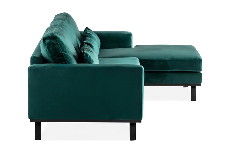 Copenhagen 4-seters Høyrevendt L-formet Divansofa i Fløyel - Grønn - Møbler - Sofaer - Sofa med sjeselong
