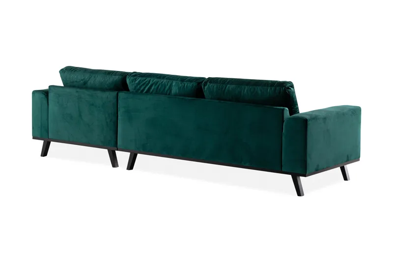 Copenhagen 4-seters Høyrevendt L-formet Divansofa i Fløyel - Grønn - Møbler - Sofaer - Sofa med sjeselong