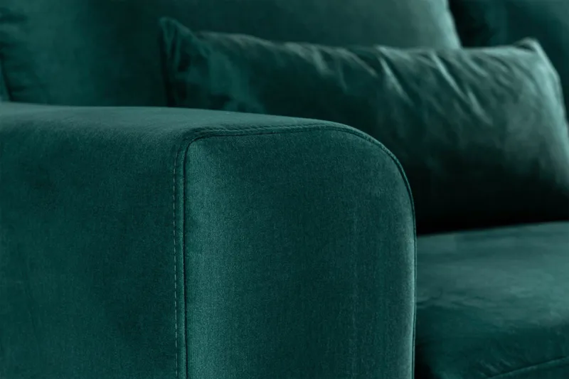 Copenhagen 4-seters Høyrevendt L-formet Divansofa i Fløyel - Grønn - Møbler - Sofaer - Sofa med sjeselong