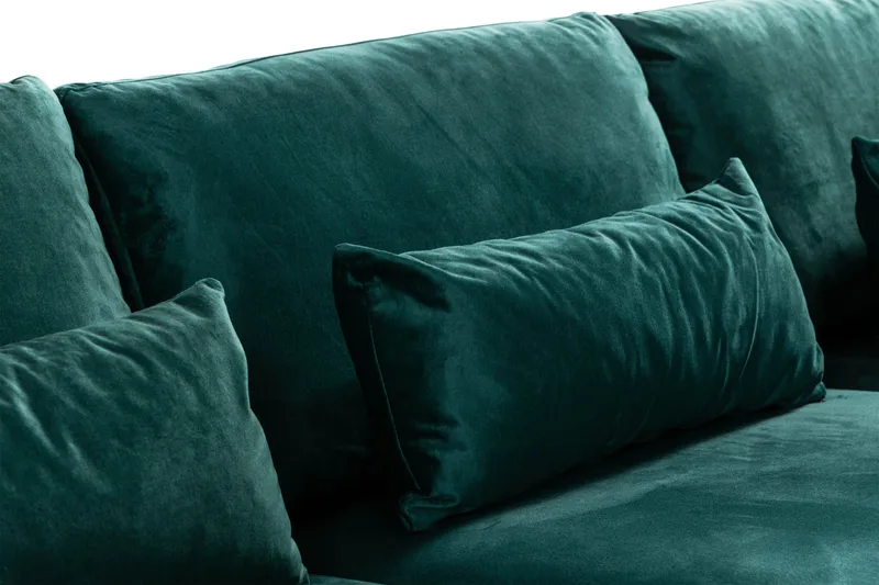 Copenhagen 4-seters Høyrevendt L-formet Divansofa i Fløyel - Grønn - Møbler - Sofaer - Sofa med sjeselong