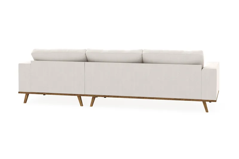 Copenhagen 4-seters Høyrevendt L-formet Divansofa i Fløyel - Kremhvit - Møbler - Sofaer - Sofa med sjeselong