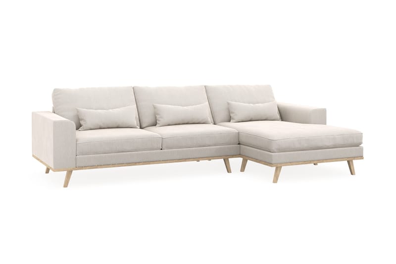 Copenhagen 4-seters Høyrevendt L-formet Divansofa i Fløyel - Kremhvit - Møbler - Sofaer - Sofa med sjeselong