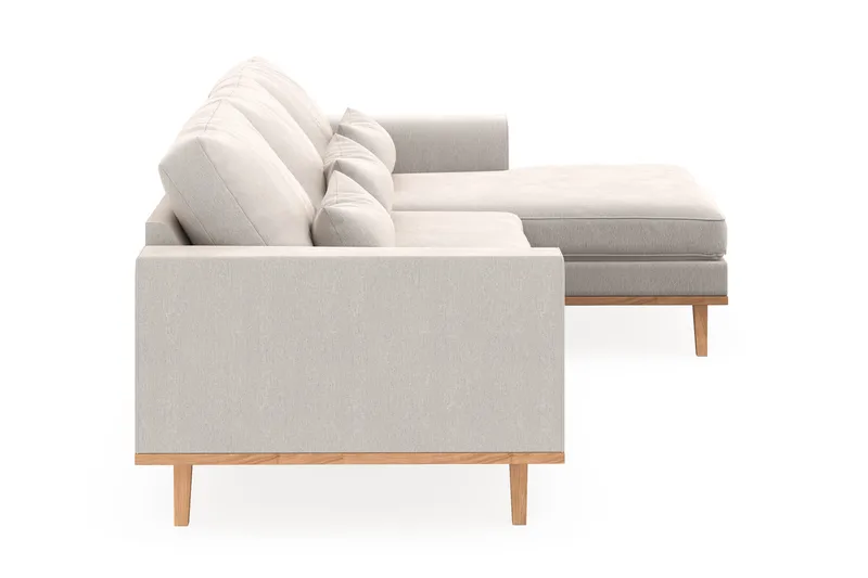 Copenhagen 4-seters Høyrevendt L-formet Divansofa i Fløyel - Kremhvit - Møbler - Sofaer - Sofa med sjeselong