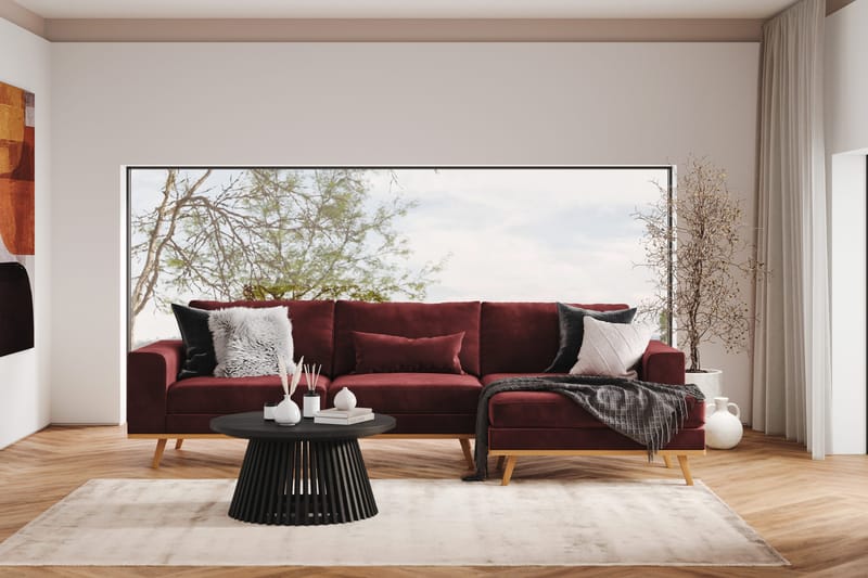 Copenhagen 4-seters Høyrevendt L-formet Divansofa i Fløyel - Lilla - Møbler - Sofaer - Sofa med sjeselong